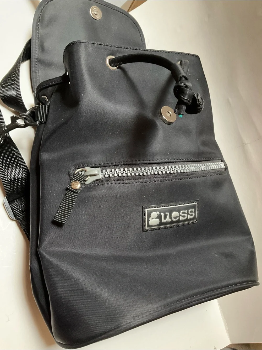 Vintage 90’s Y2K GUESS Black Drawstring Small Mini Backpack Bag Handbag